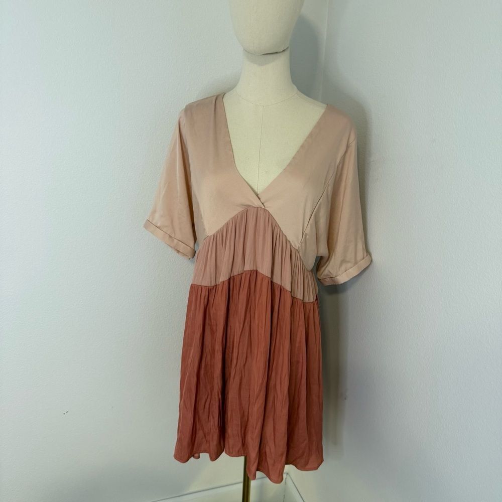 [Mustard Seed] Blush Color Block Romper Dress -‎ Size Small